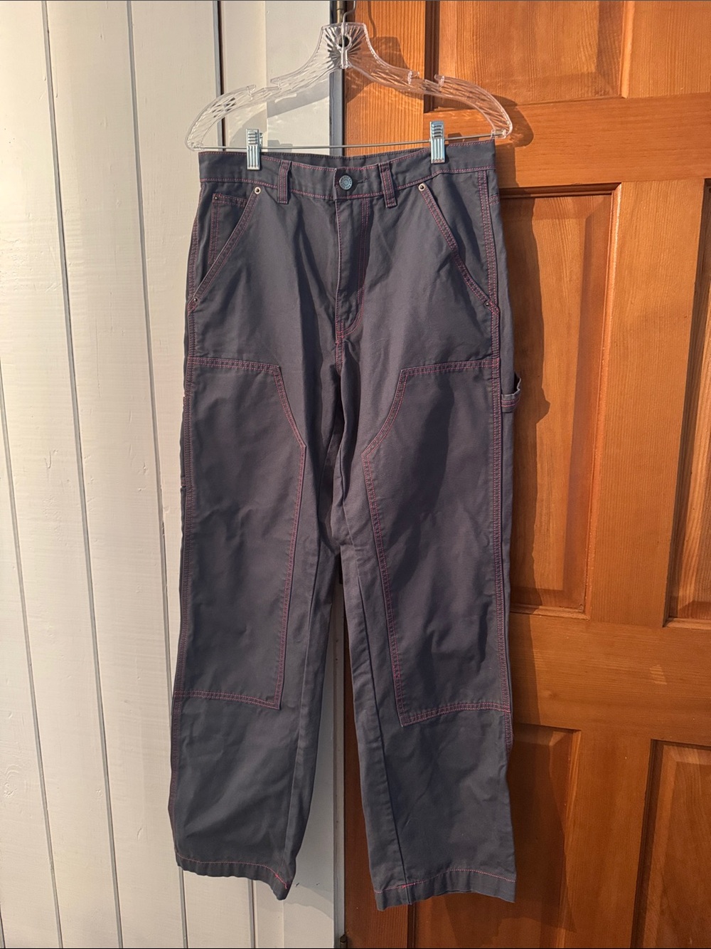 BDG Carpenter Pants in Slate Gray with Orange Contrast Stitching
